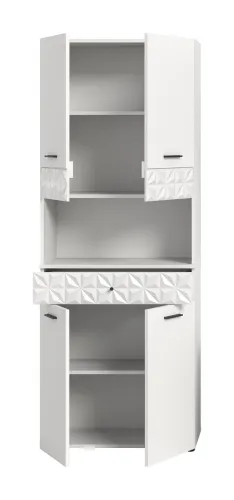 Hochschrank breit Prisma | weiß / weiß Hochglanz