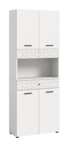 Hochschrank breit Prisma | weiß / weiß Hochglanz