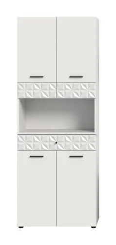 Hochschrank breit Prisma | weiß / weiß Hochglanz