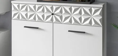 Hochschrank breit Prisma | weiß / weiß Hochglanz