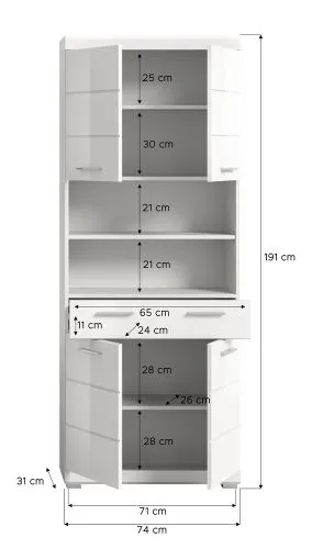 Hochschrank breit Scout 2 | weiß Hochglanz / weiß