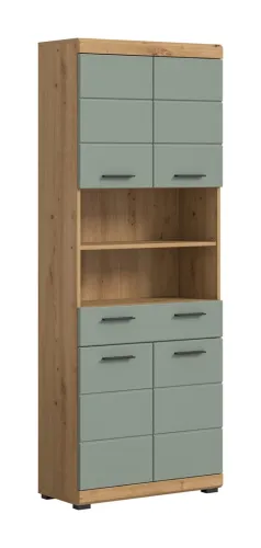 Hochschrank breit Scout | mit Schubkasten | Salbei / Artisan Eiche
