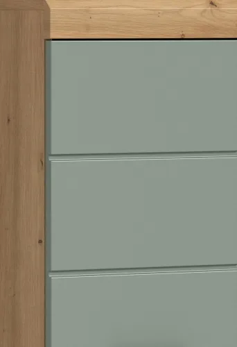 Hochschrank breit Scout | mit Schubkasten | Salbei / Artisan Eiche
