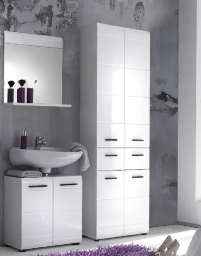 Hochschrank breit Skin | weiß Hochglanz