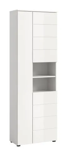 Hochschrank breit Vira | weiß / weiß Hochglanz