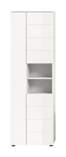 Hochschrank breit Vira | weiß / weiß Hochglanz
