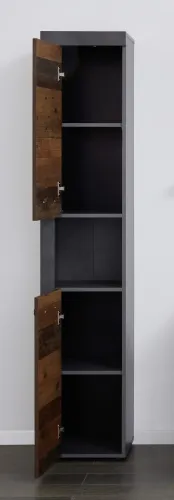 Hochschrank Cancun Indy | Matera grau / Old Used Wood | Shabby Look