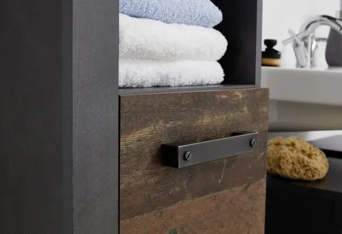 Hochschrank Cancun Indy | Matera grau / Old Used Wood | Shabby Look