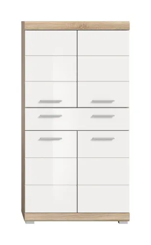 Hochschrank klein Lambada | weiß Hochglanz / Sonoma Eiche