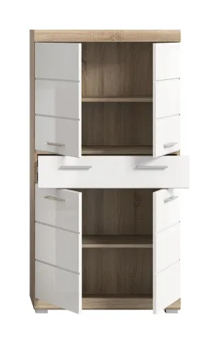 Hochschrank klein Lambada | weiß Hochglanz / Sonoma Eiche