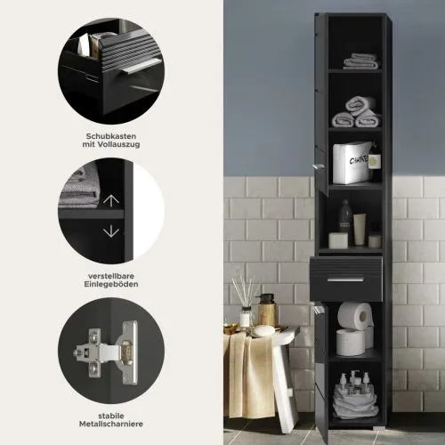 Hochschrank Linus | schwarz Hochglanz