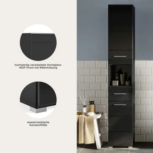 Hochschrank Linus | schwarz Hochglanz