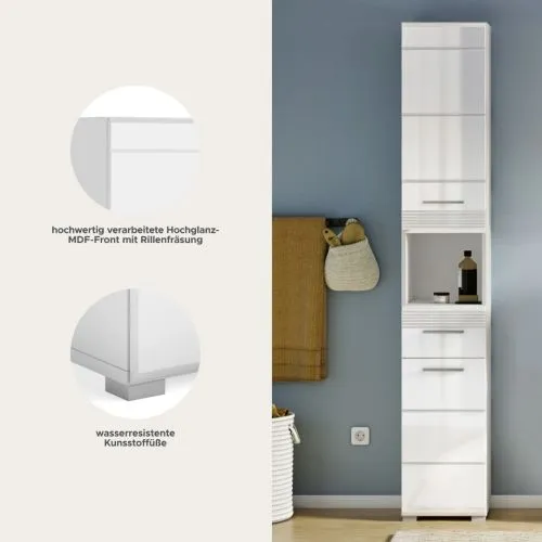 Hochschrank Linus | weiß Hochglanz