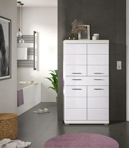 Hochschrank Midischrank Scout | weiß Hochglanz / weiß