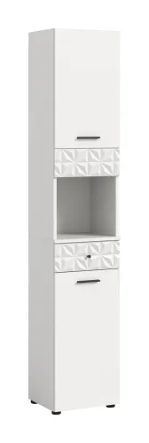 Hochschrank Prisma | weiß / weiß Hochglanz