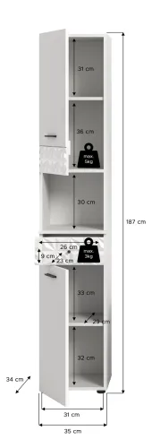 Hochschrank Prisma | weiß / weiß Hochglanz