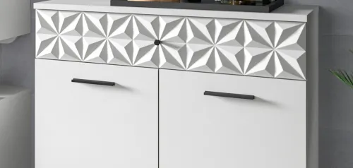 Hochschrank Prisma | weiß / weiß Hochglanz