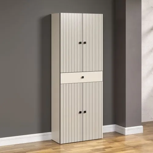 Hochschrank Pure Bliss mit Schubkasten, Kashmir Hellgrau Dekor – Ansicht 4