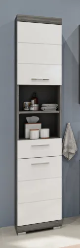 Hochschrank Scout 2 | weiß Hochglanz / rauchsilber