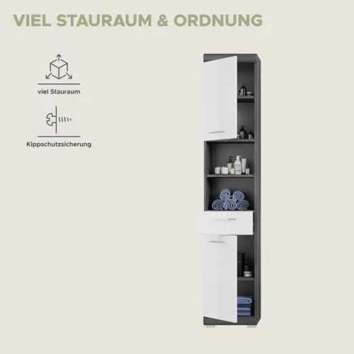 Hochschrank Scout 2 | weiß Hochglanz / rauchsilber