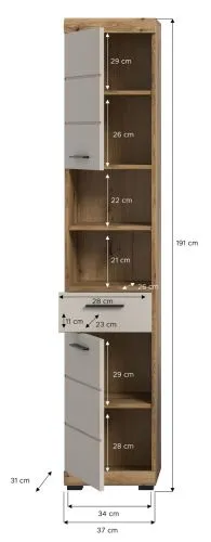Hochschrank Scout | mit Schubkasten | Kaschmir / Evoak Oak