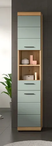 Hochschrank Scout | mit Schubkasten | Salbei / Artisan Eiche