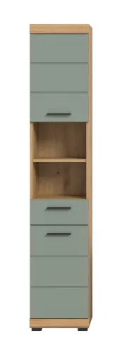 Hochschrank Scout | mit Schubkasten | Salbei / Artisan Eiche