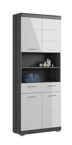 Hochschrank Scout | weiß Hochglanz / rauchsilber