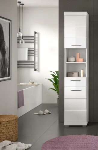 Hochschrank Scout | weiß Hochglanz / weiß