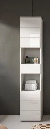 Hochschrank Vira | weiß / weiß Hochglanz