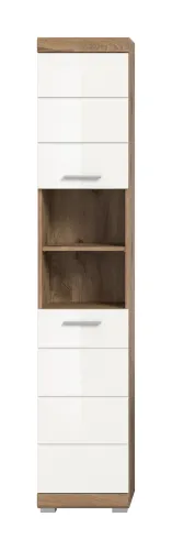 Hochschrank Wave | weiß Hochglanz / Nox Oak