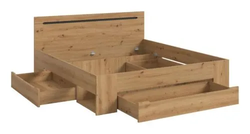 Holzbett Canu (L) | mit Auszüge | artisan / Basalt grau