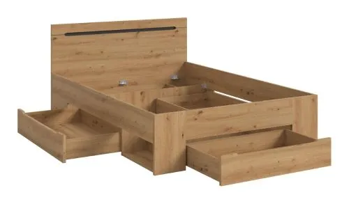 Holzbett Canu | mit Auszüge | artisan / Basalt grau