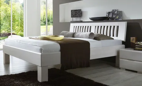 Holzbett massiv Dahlia | Buche weiß lackiert | 100x200 | Kopfteil 3