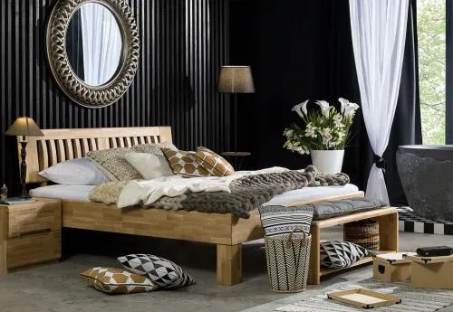 Holzbett massiv Dahlia | Wildeiche Honig geölt | 160x210 | Kopfteil 4