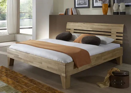 Holzbett massiv Dahlia | Wildeiche Honig geölt | 90x220 | Kopfteil 1