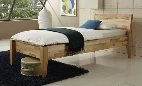 Holzbett massiv Jasmine | Kernbuche geölt | 100x210 | Kopfteil 3 ohne Fußteil