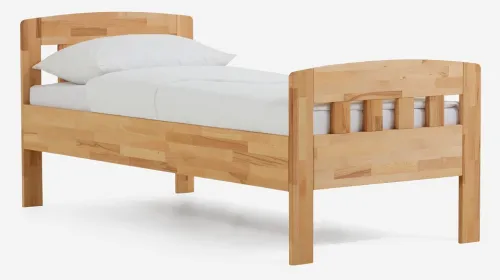 Holzbett massiv Jasmine | Kernbuche geölt | 90x200 | Kopfteil 1 mit Fußteil