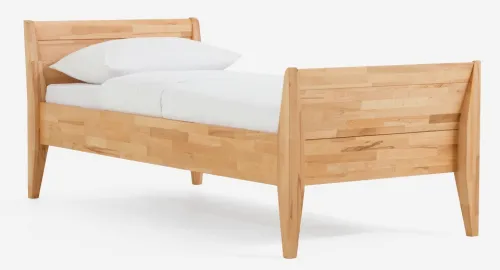 Holzbett massiv Jasmine | Kernbuche geölt | 90x210 | Kopfteil 3 mit Fußteil