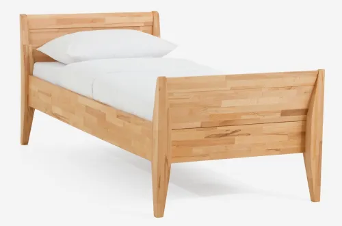 Holzbett massiv Jasmine | Kernbuche geölt | 90x220 | Kopfteil 3 mit Fußteil