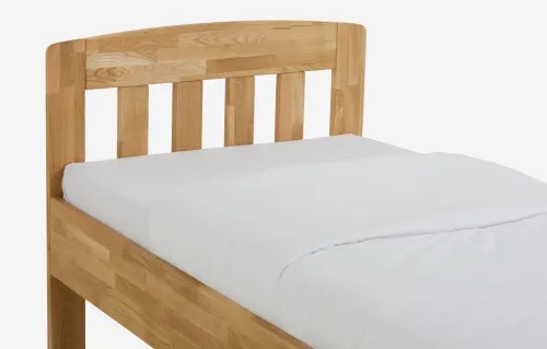 Holzbett massiv Jasmine | Wildeiche honig geölt | 120x190 | Kopfteil 1 mit Fußteil