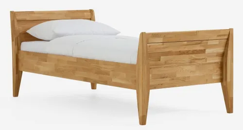 Holzbett massiv Jasmine | Wildeiche honig geölt | 90x190 | Kopfteil 2 mit Fußteil