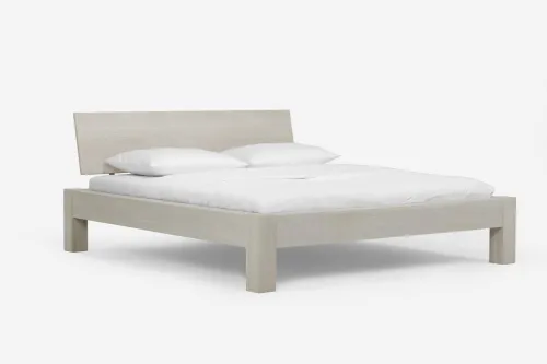 Holzbett massiv Lotus | Wildeiche weiß geölt | 140x220 | Kopfteil 1