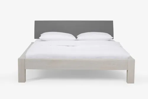 Holzbett massiv Lotus | Wildeiche weiß geölt | 160x220 | Kopfteil 1