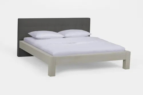 Holzbett massiv Lotus | Wildeiche weiß geölt | 160x220 | Kopfteil 2