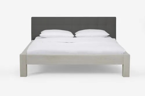 Holzbett massiv Lotus | Wildeiche weiß geölt | 160x220 | Kopfteil 2