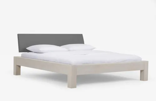 Holzbett massiv Lotus | Wildeiche weiß geölt | 180x200 | Kopfteil 1