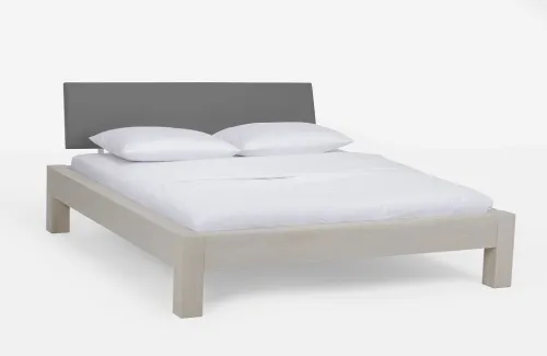 Holzbett massiv Lotus | Wildeiche weiß geölt | 180x220 | Kopfteil 1