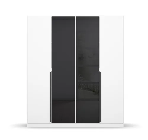 Kleiderschrank Drehtürenschrank Artemis | mit Glastüren | alpinweiß / basalt grau | verschiedene größen