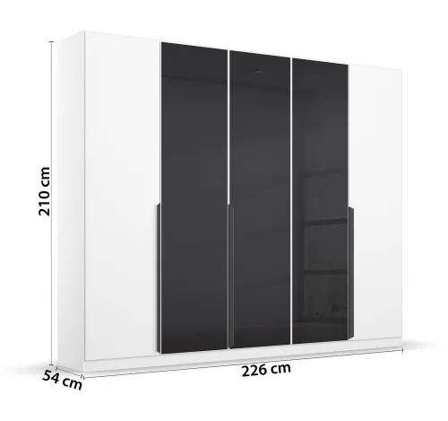 Kleiderschrank Drehtürenschrank Artemis | mit Glastüren | alpinweiß / basalt grau | verschiedene größen